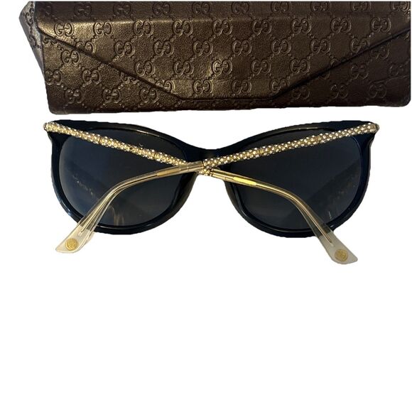 Gucci Crystal Bamboo Cat Eye Sunglasses Polarized Italy Black GG 3771 main image 8